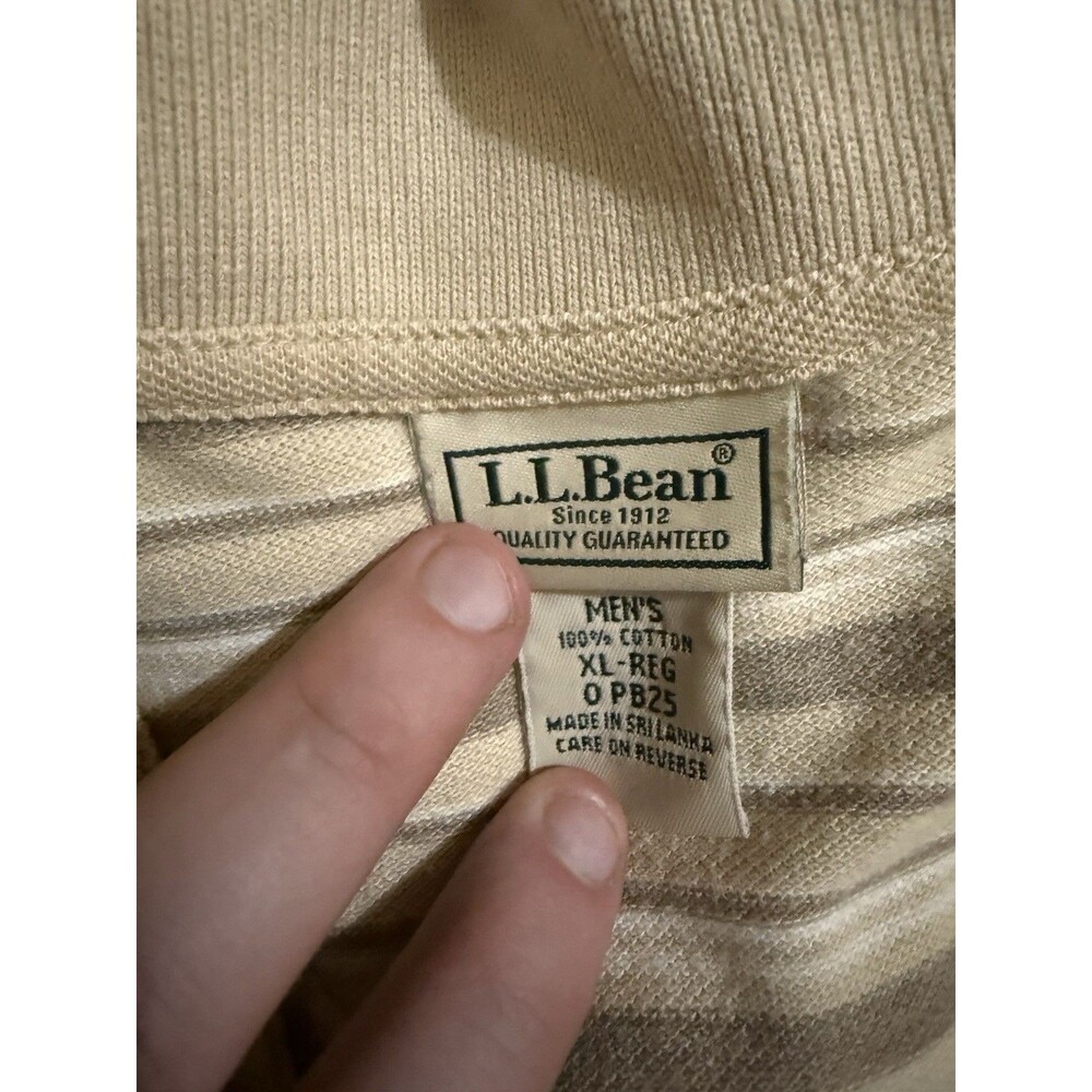 LL Bean Short Sleeve XL Regular Polo Shirt Brown Beige Striped Men's - Picture 5 of 6